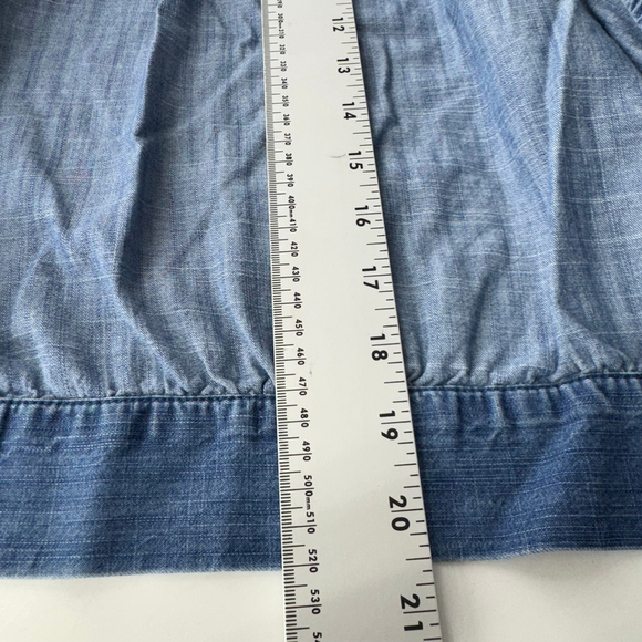 Madewell Womens XL Blue 70s Retro Cropped Fit V-Neck Long Sleeve Denim Wap Top - Picture 11 of 15